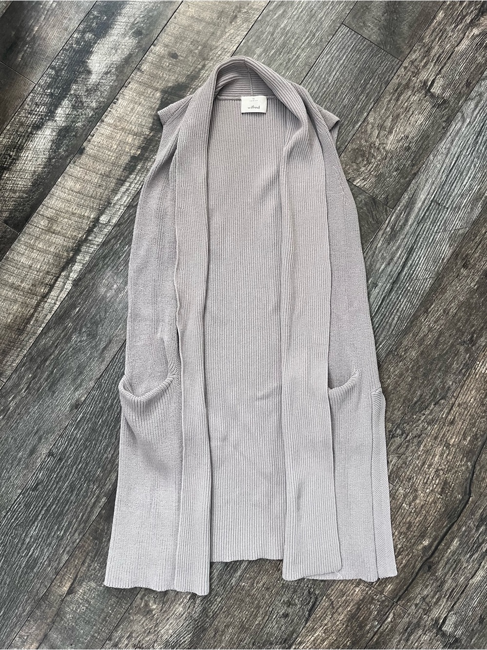 Aritzia Wilfred Olivie Long Sleeveless Knit Cardigan Duster Vest - XS